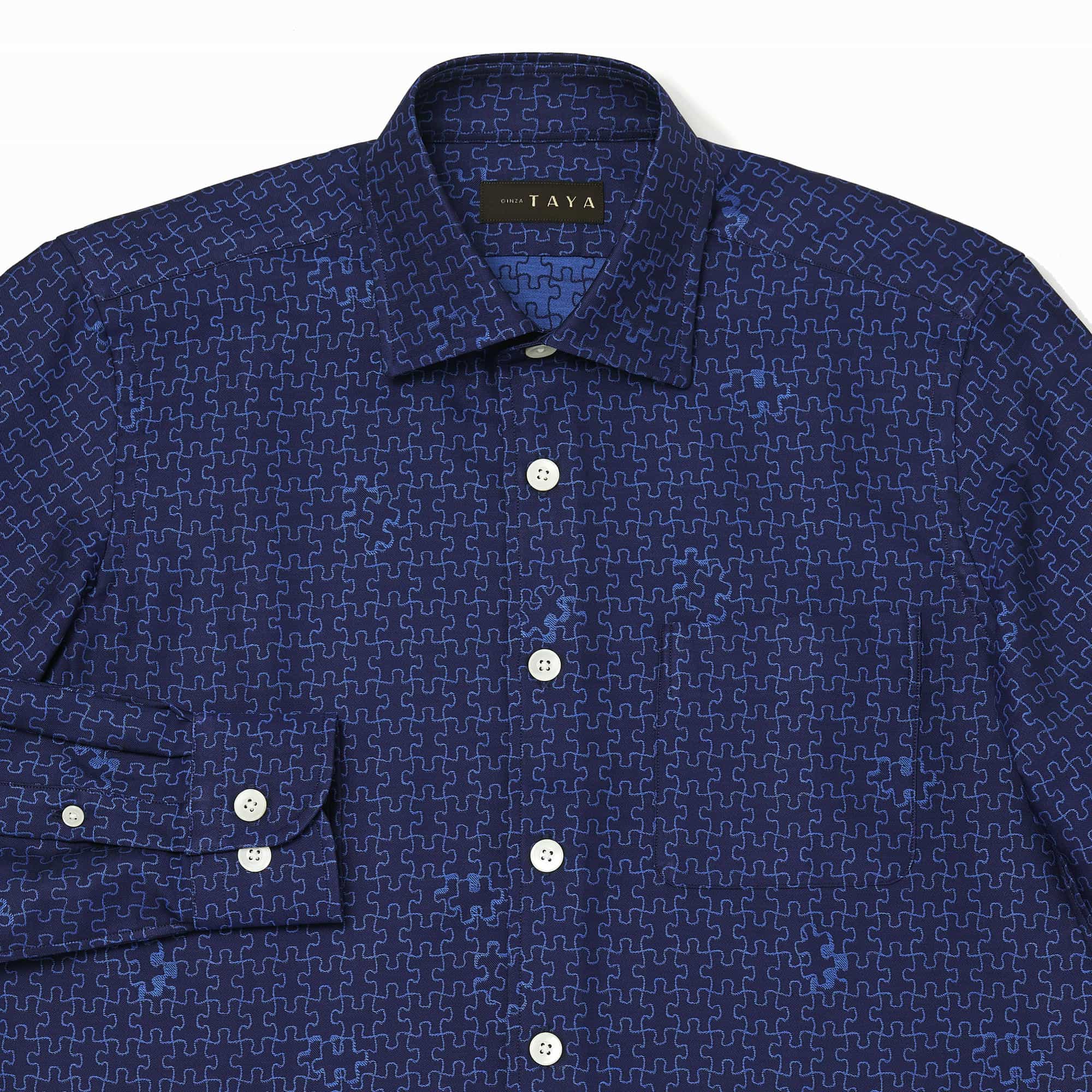 長袖　綿シャツ/パズルピース