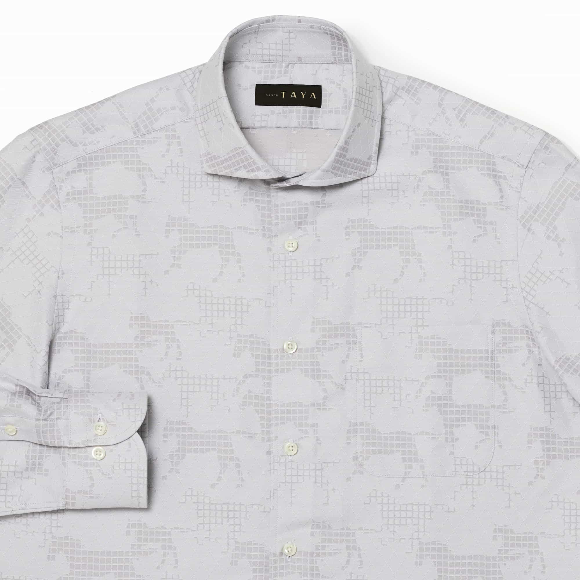長袖　綿シャツ/グリッドホース