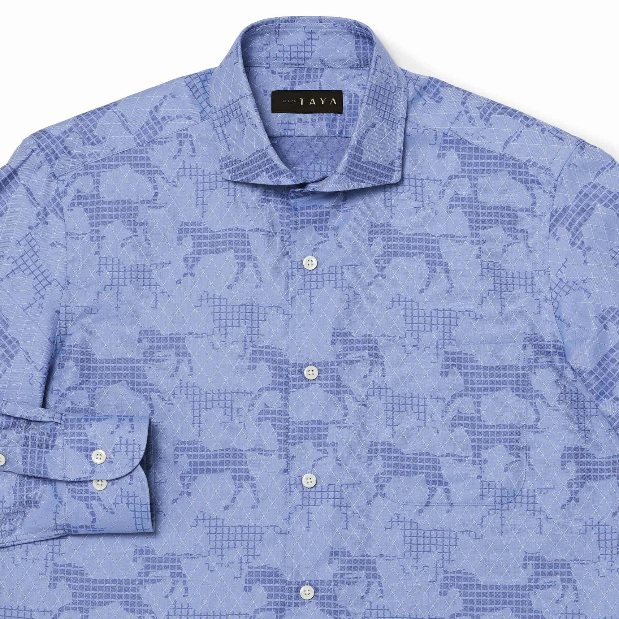 長袖 綿シャツ/グリッドホース