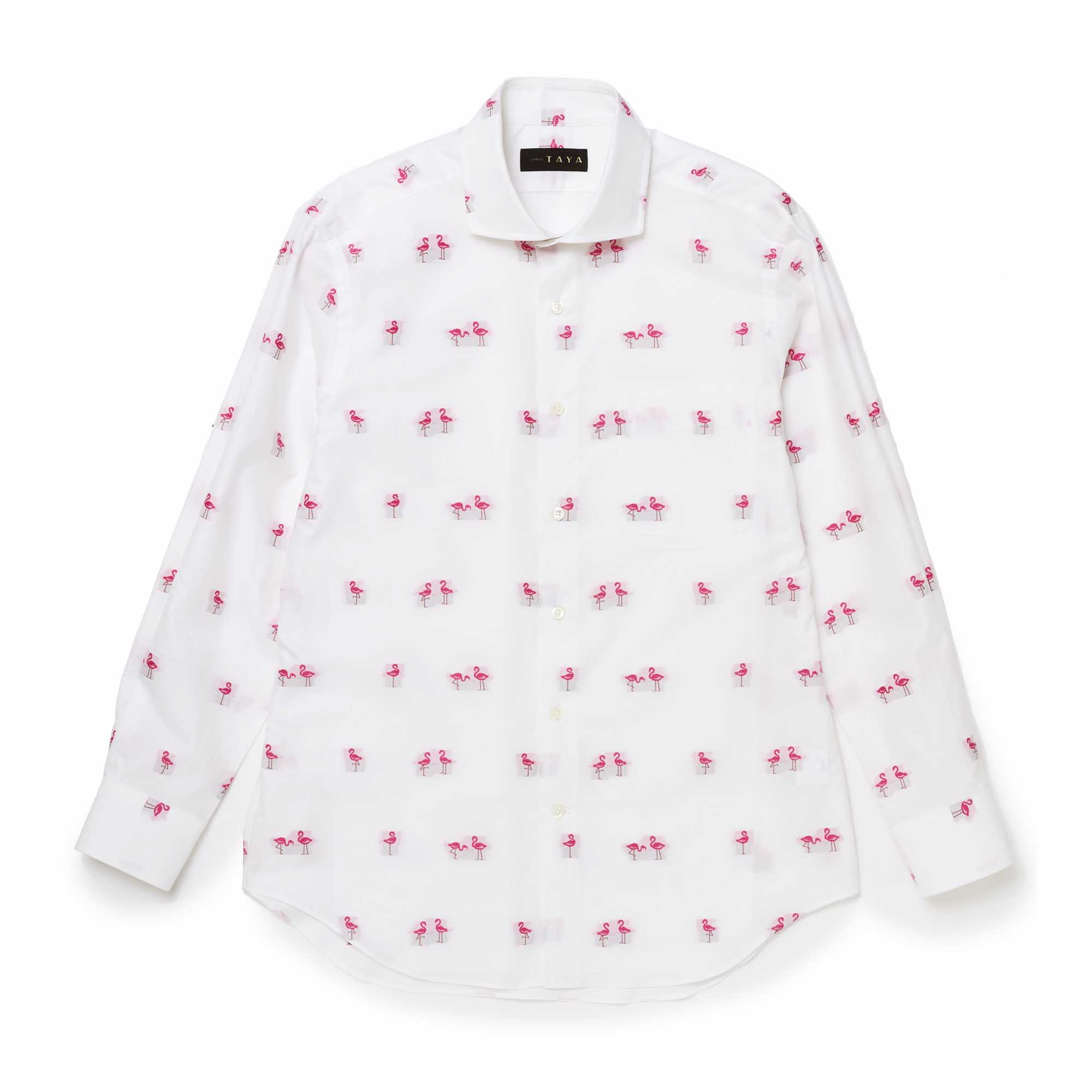 長袖 綿バックカットシャツ/フラミンゴ