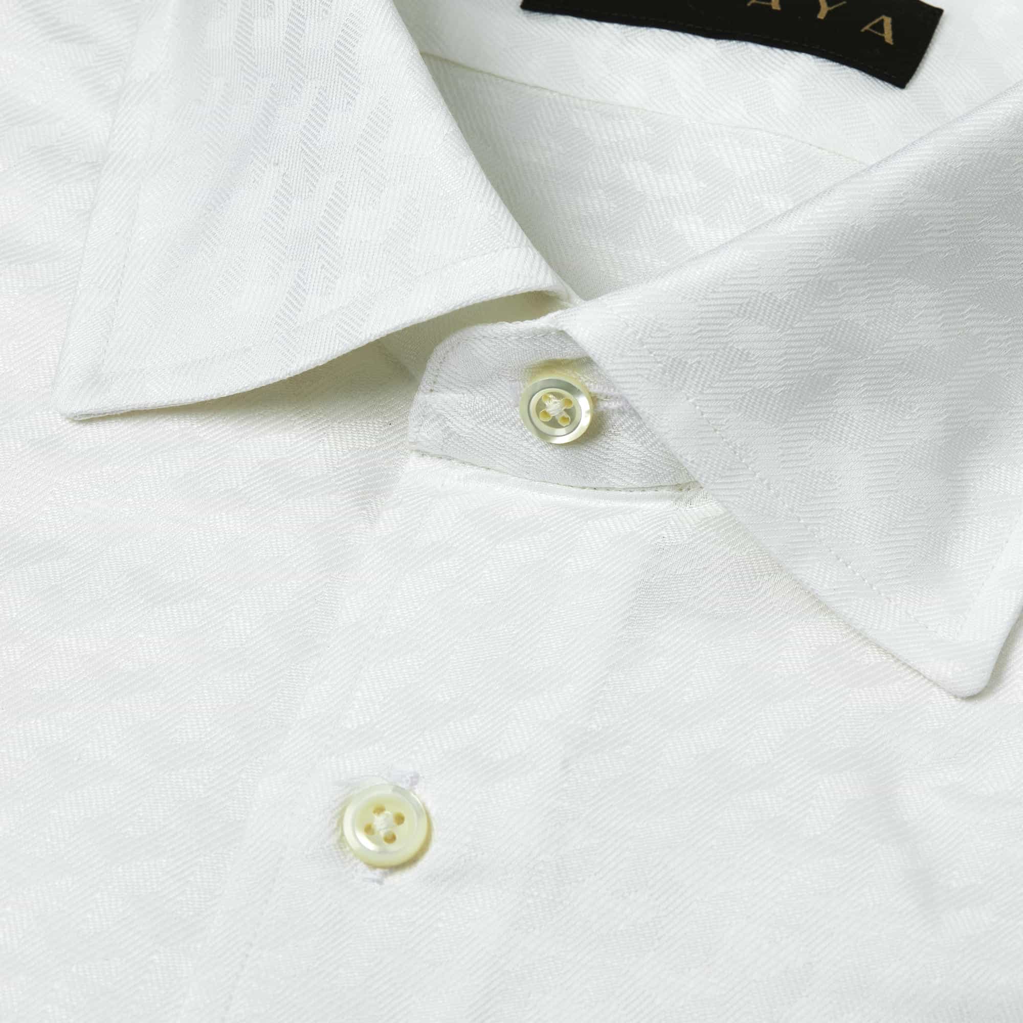 長袖　綿麻シャツ/ブロック