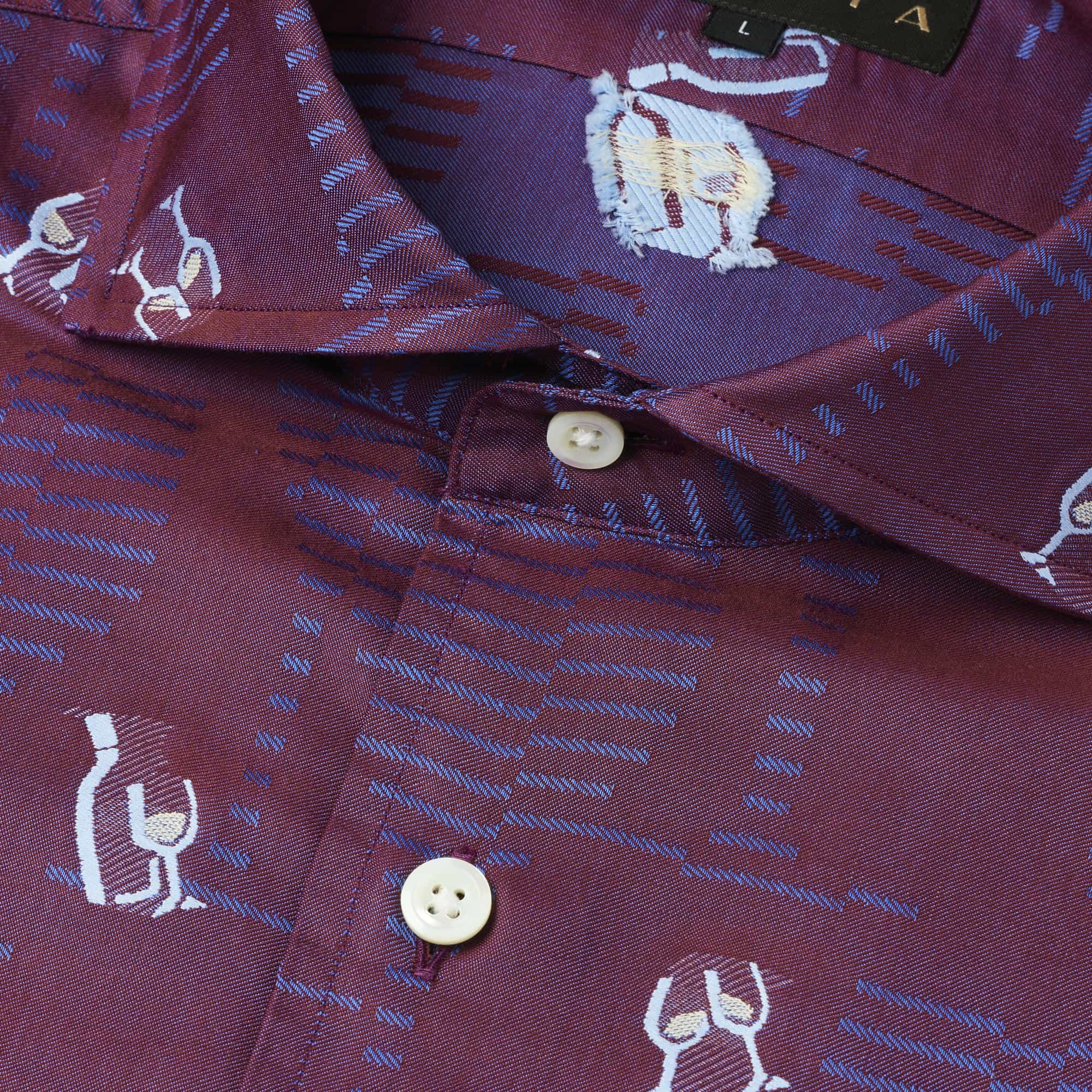 長袖 バックカットシャツ/ワイン