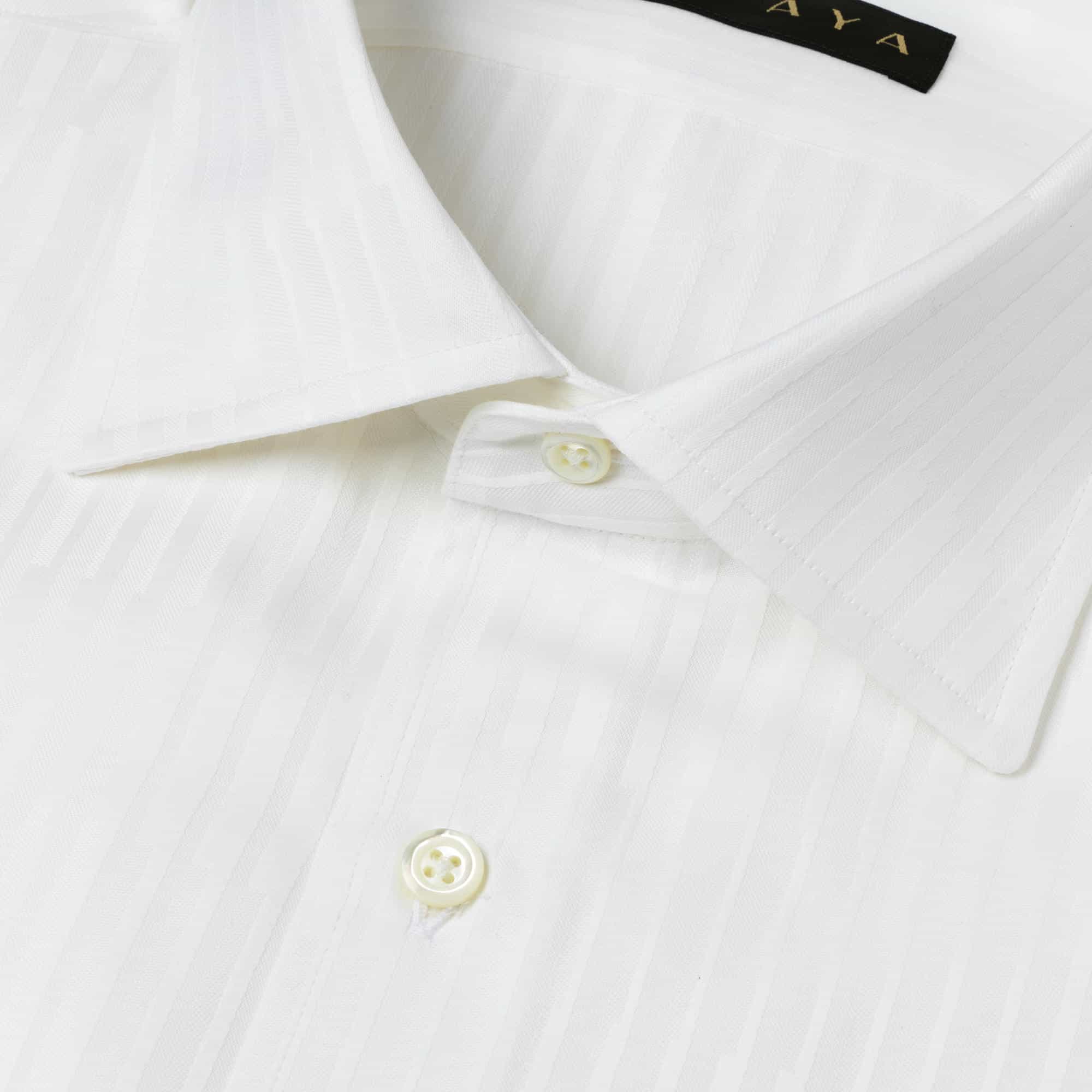 長袖　綿シャツ/モアレストライプ