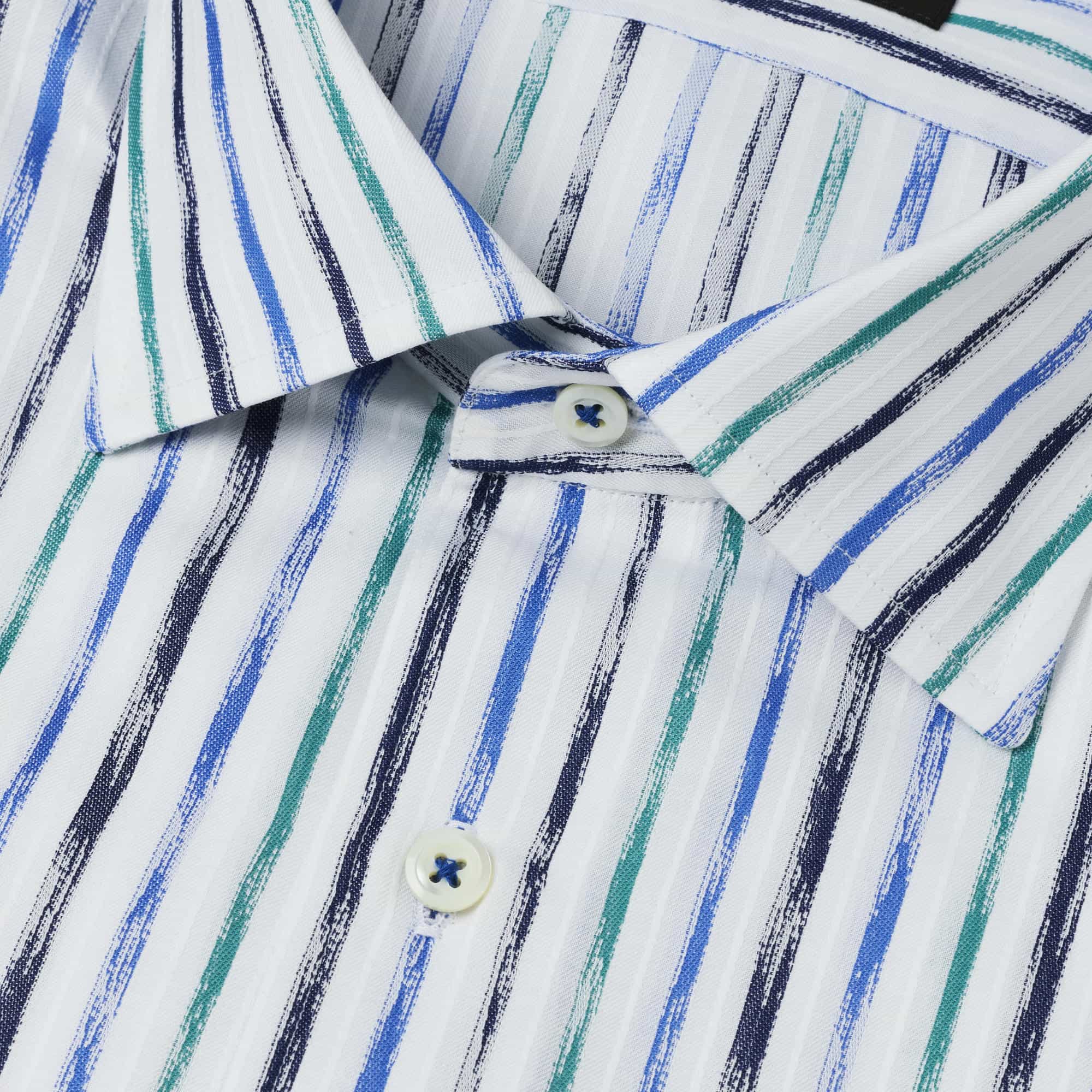 長袖　綿シャツ/ブラッシュストローク