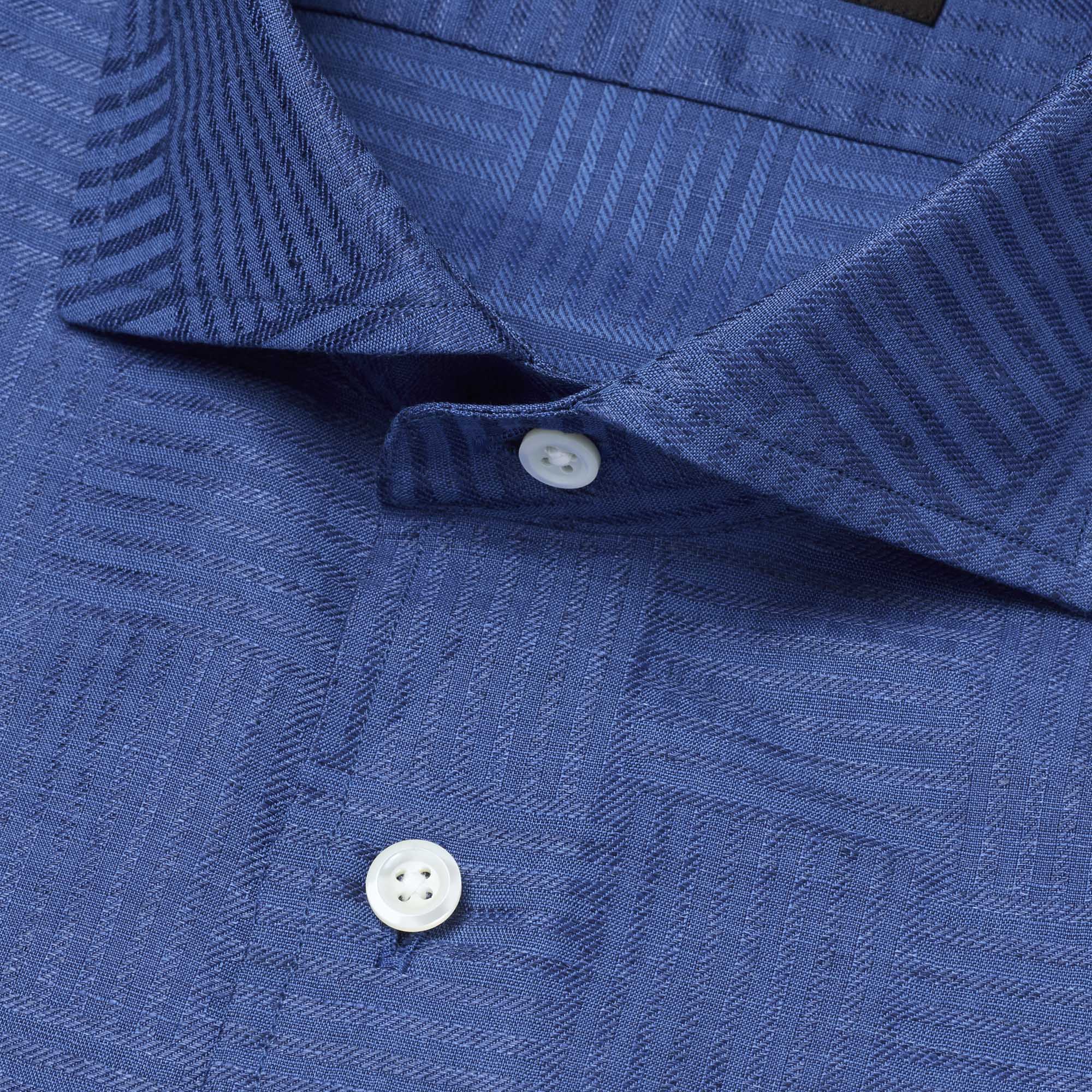 長袖 麻×綿シャツ/無地シャツ