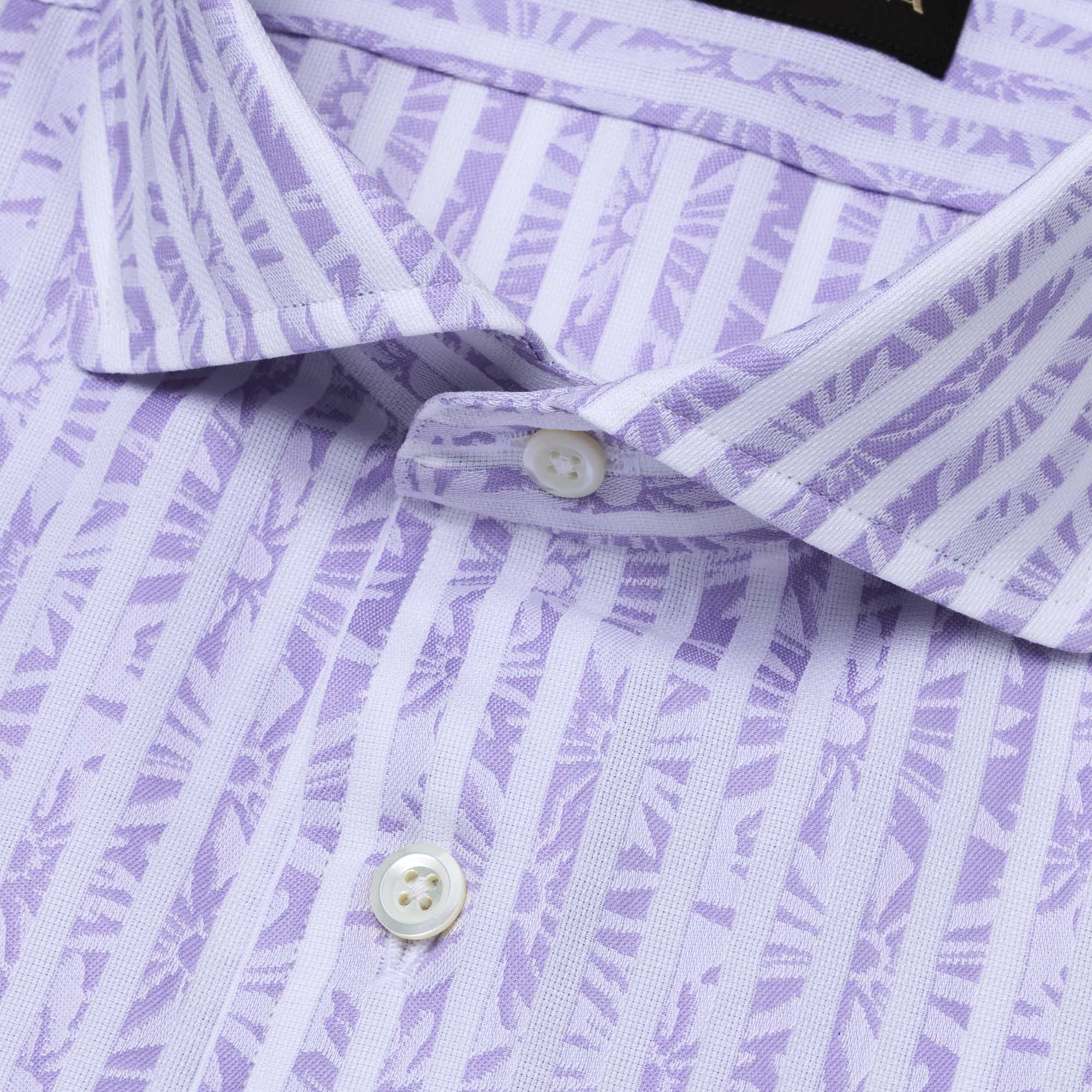 長袖 綿シャツ/フラワーストライプ