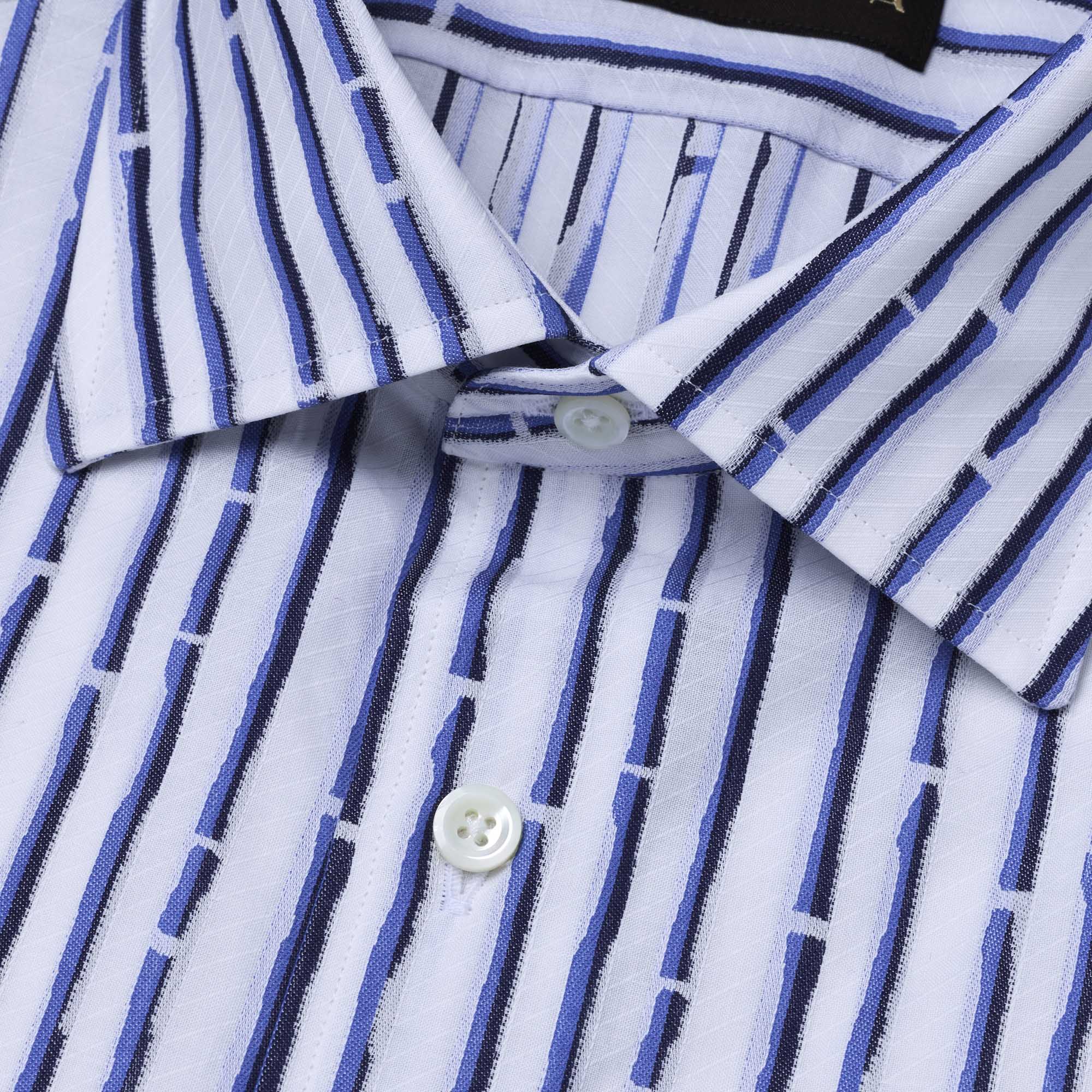 長袖 綿シャツ/バンブーストライプ