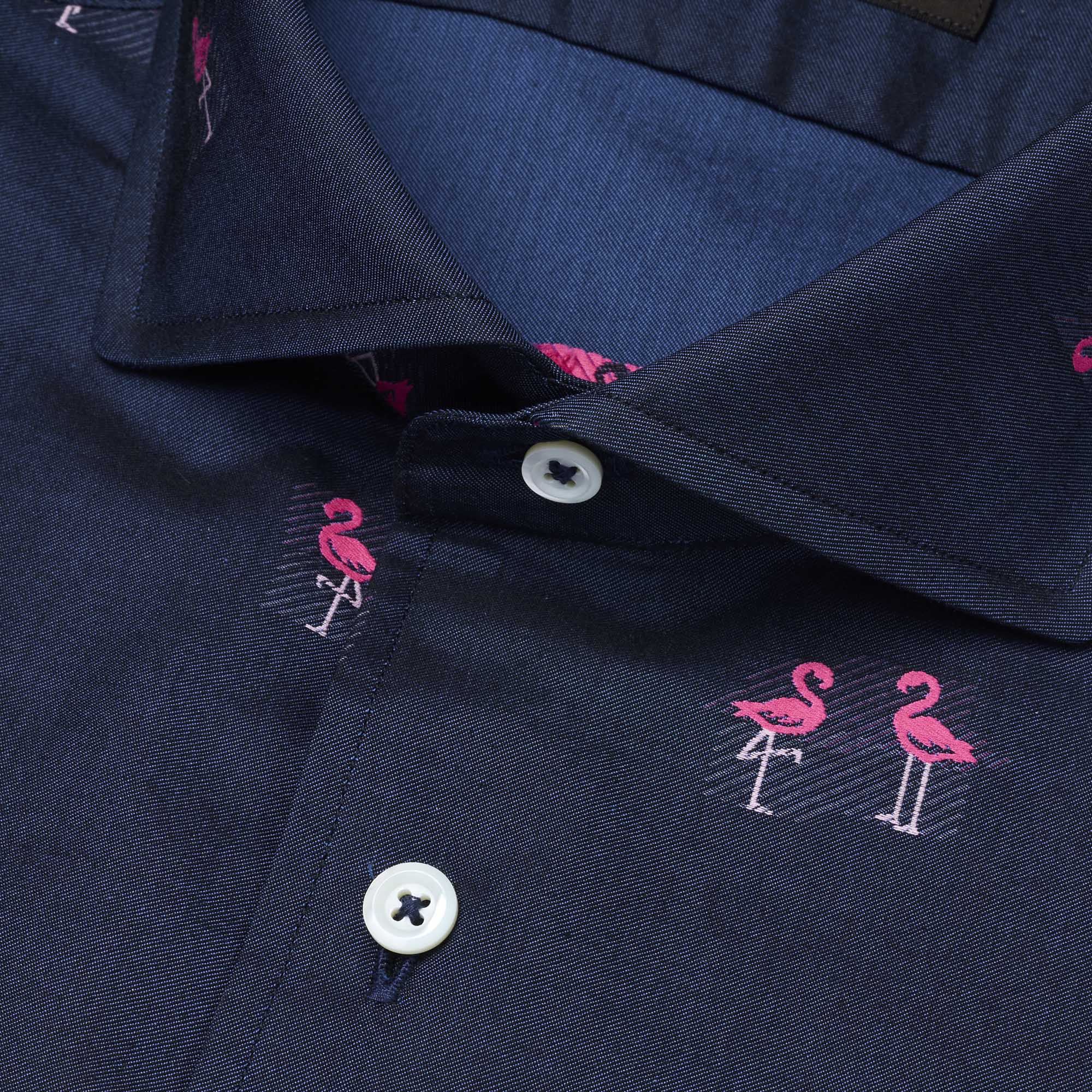 長袖 綿バックカットシャツ/フラミンゴ