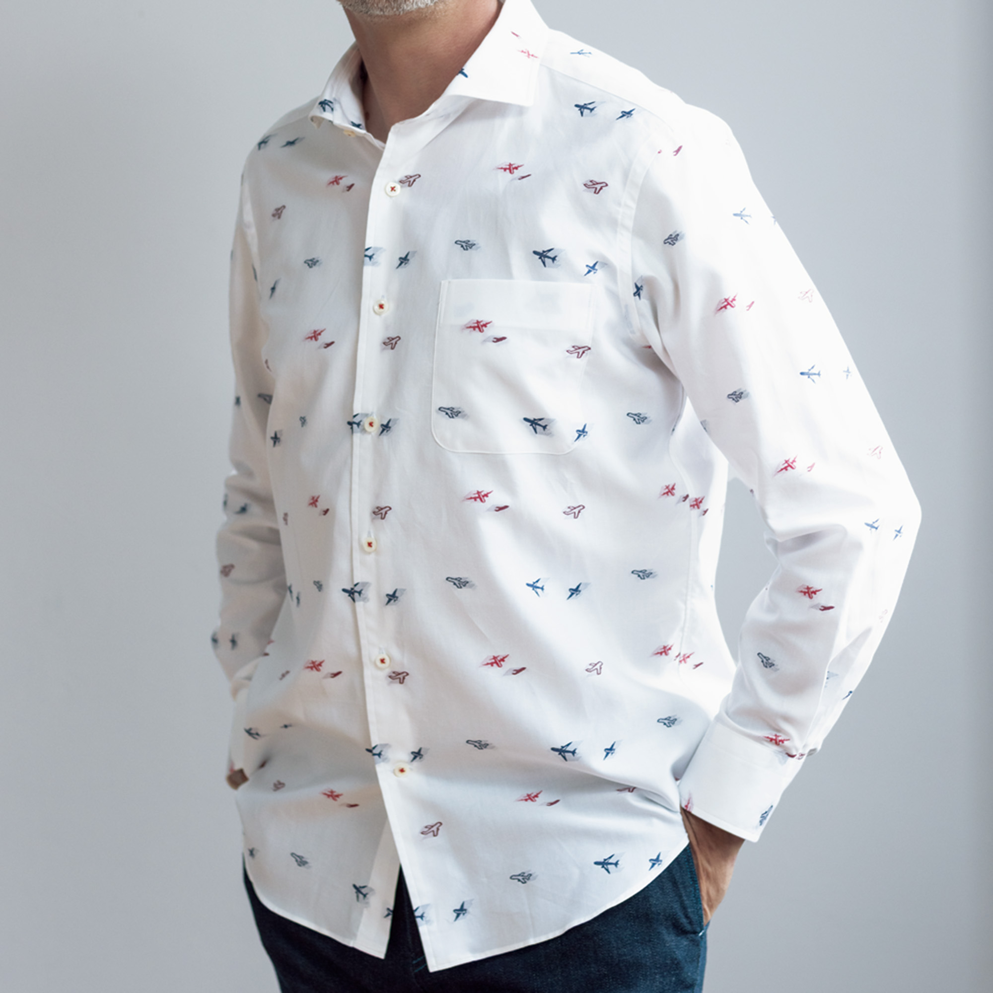 長袖 バックカットシャツ/エアプレーン