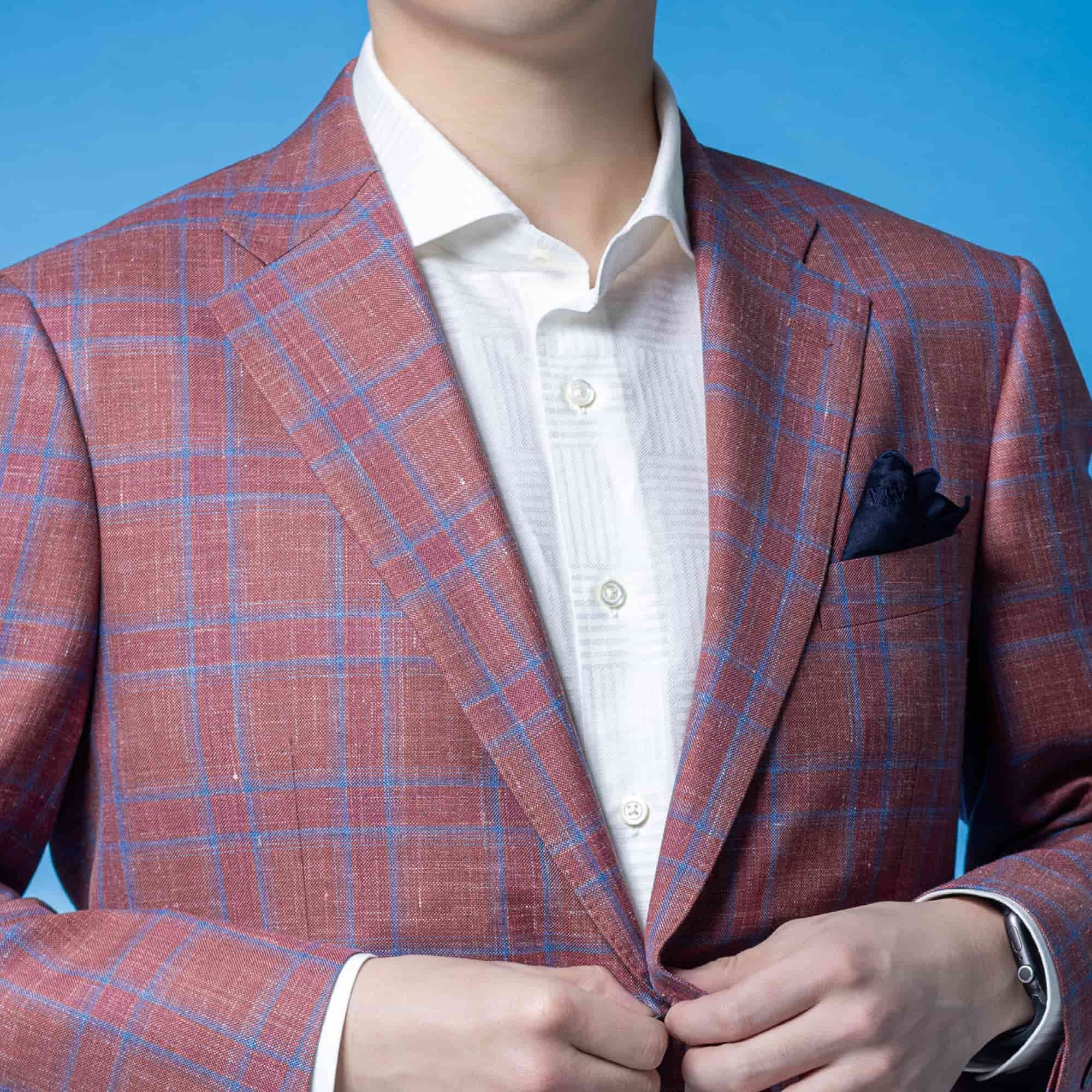 長袖 麻×綿シャツ/無地シャツ