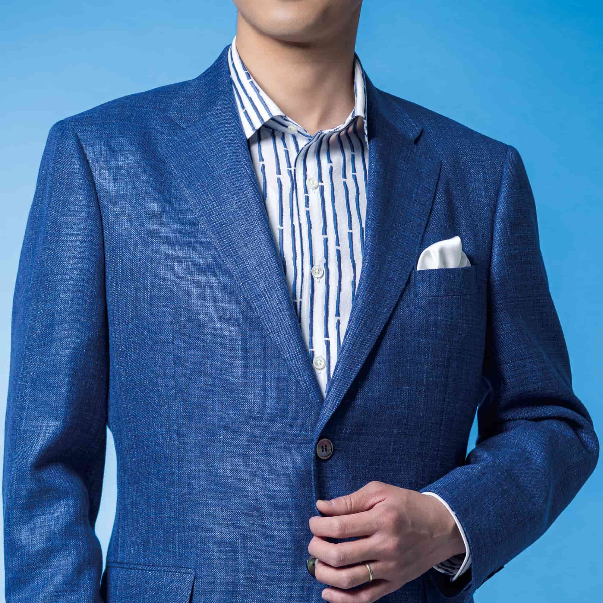 長袖 綿シャツ/バンブーストライプ