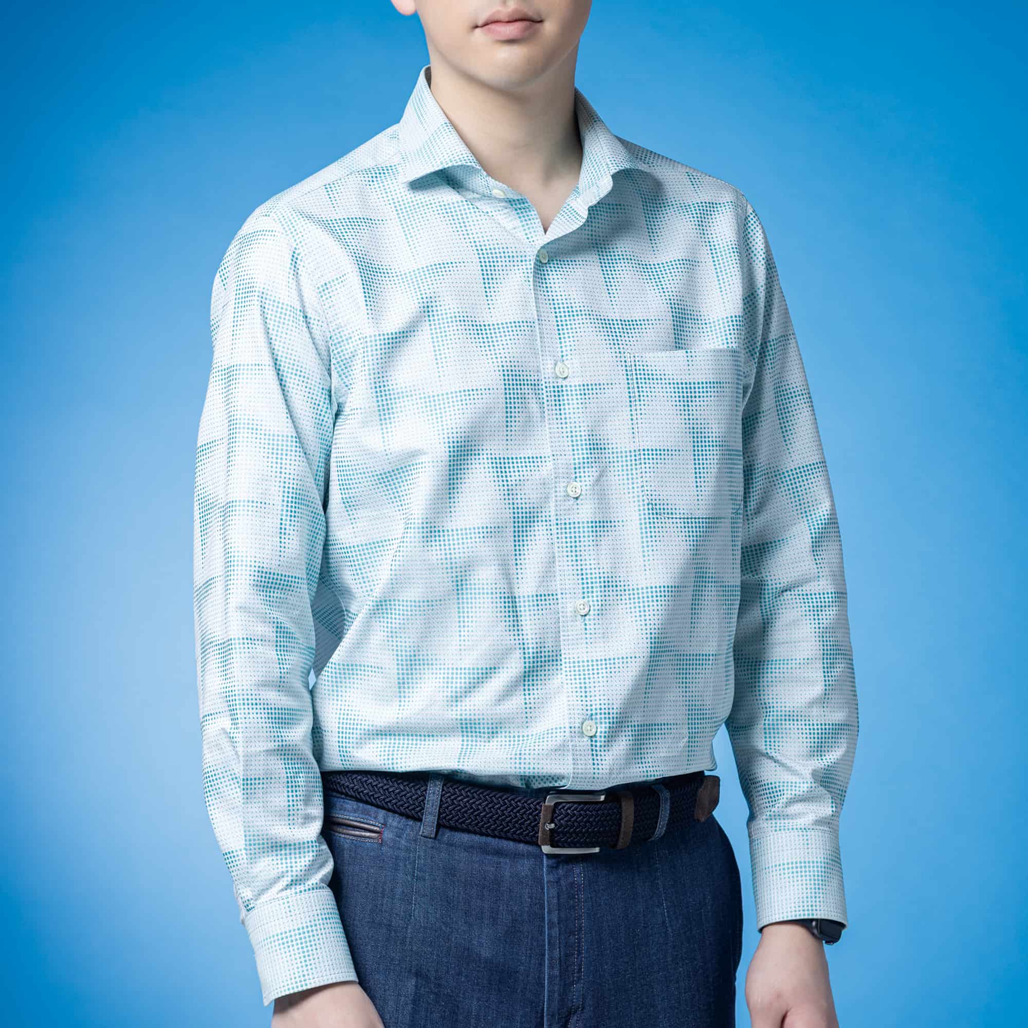 長袖 綿シャツ/ジオメトリック