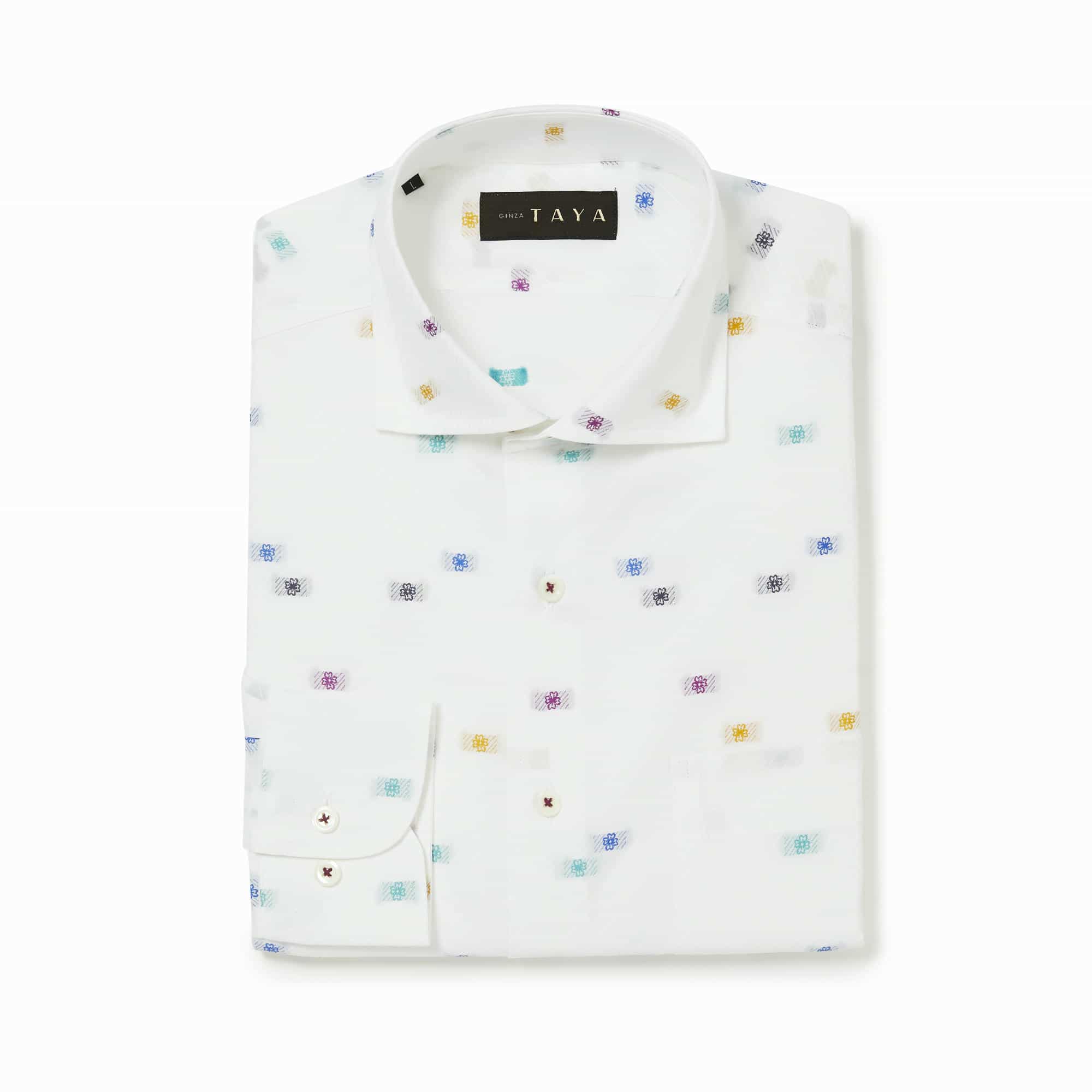 長袖　綿バックカットシャツ/フラワー