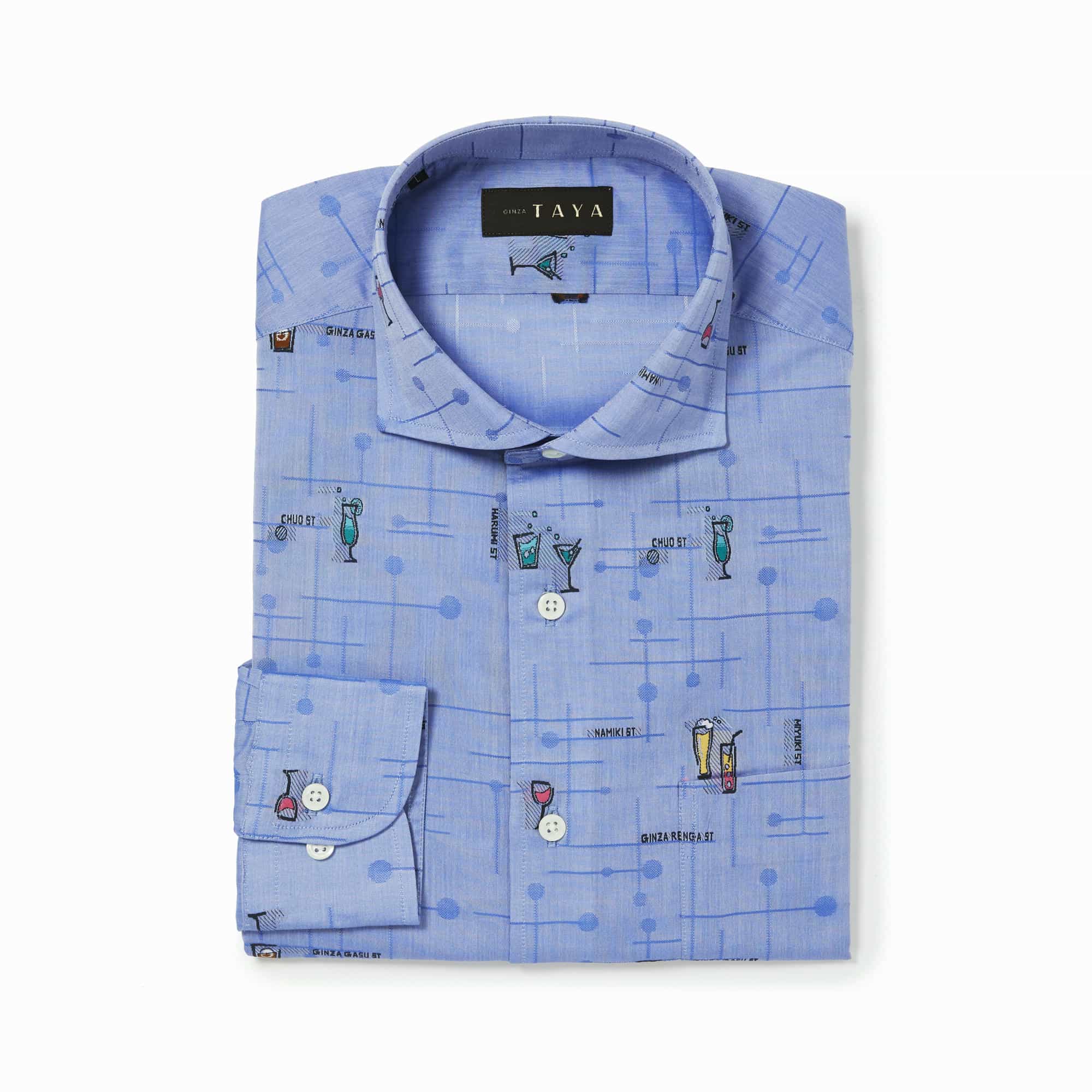 長袖　綿バックカットシャツ/カクテル銀座