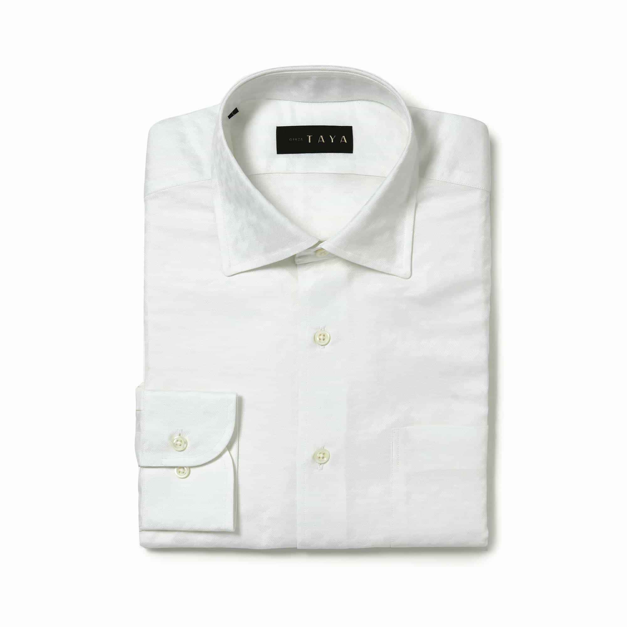 長袖　綿麻シャツ/ブロック