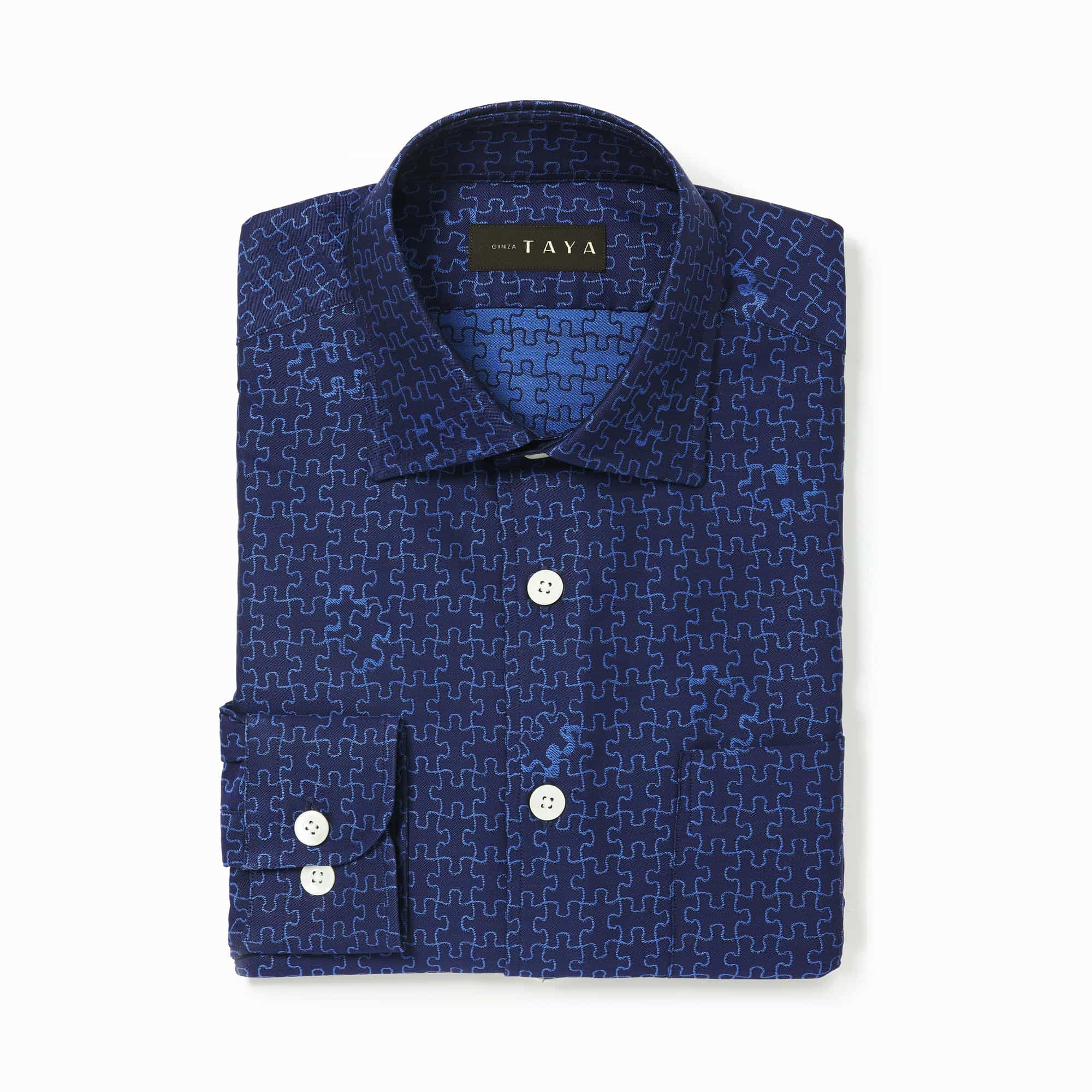 長袖　綿シャツ/パズルピース