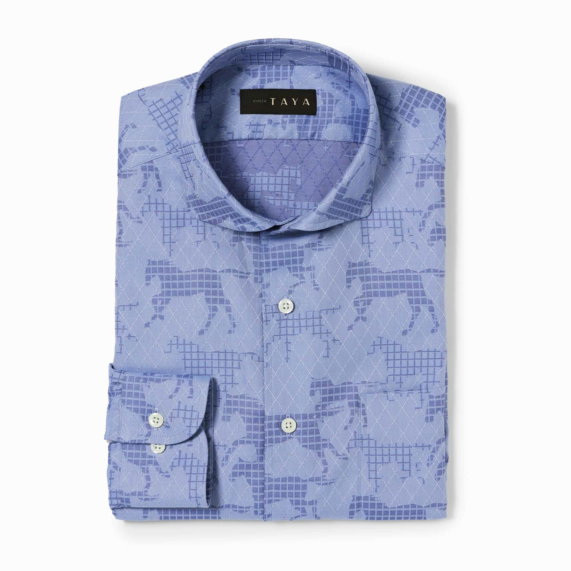 長袖 綿シャツ/グリッドホース