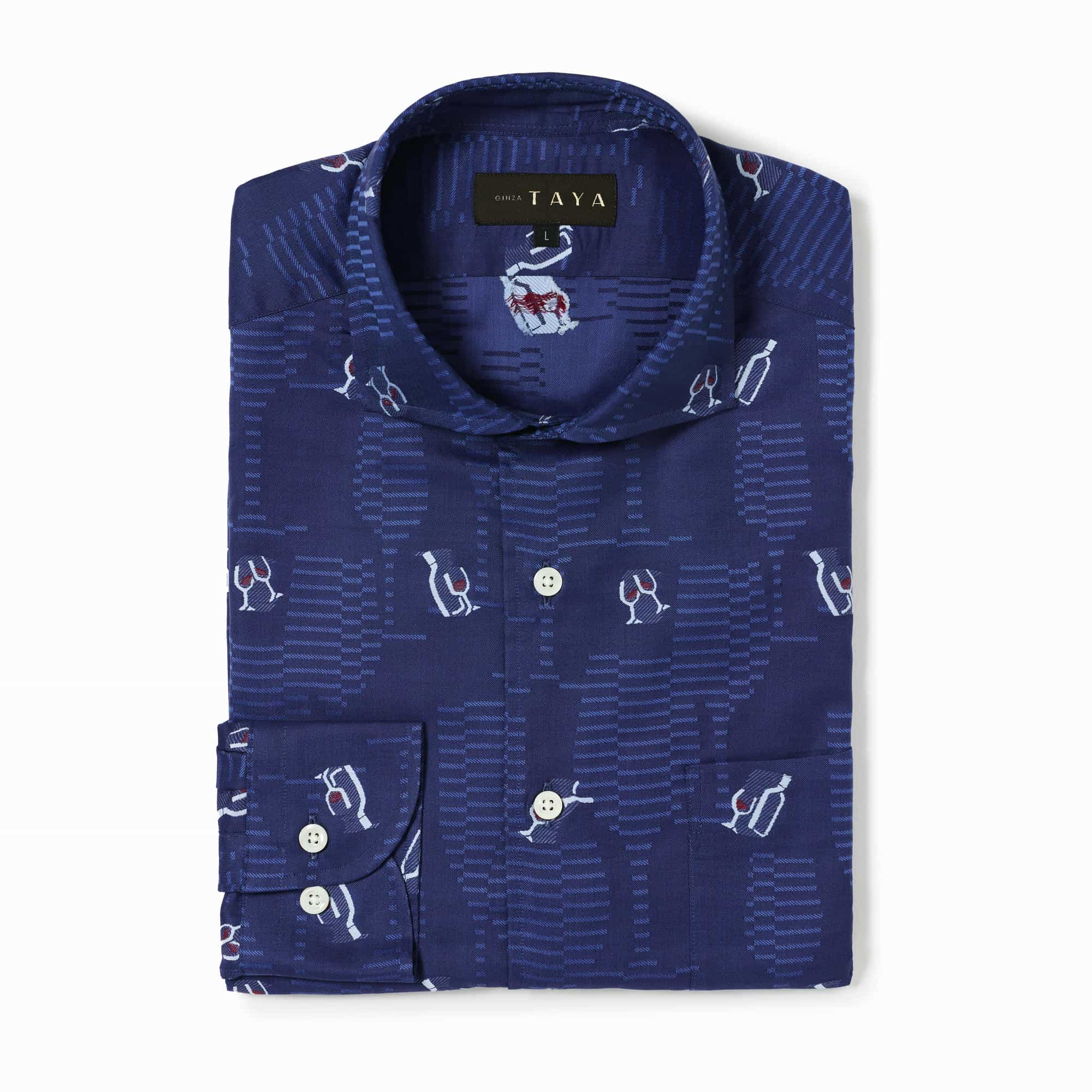 長袖 バックカットシャツ/ワイン