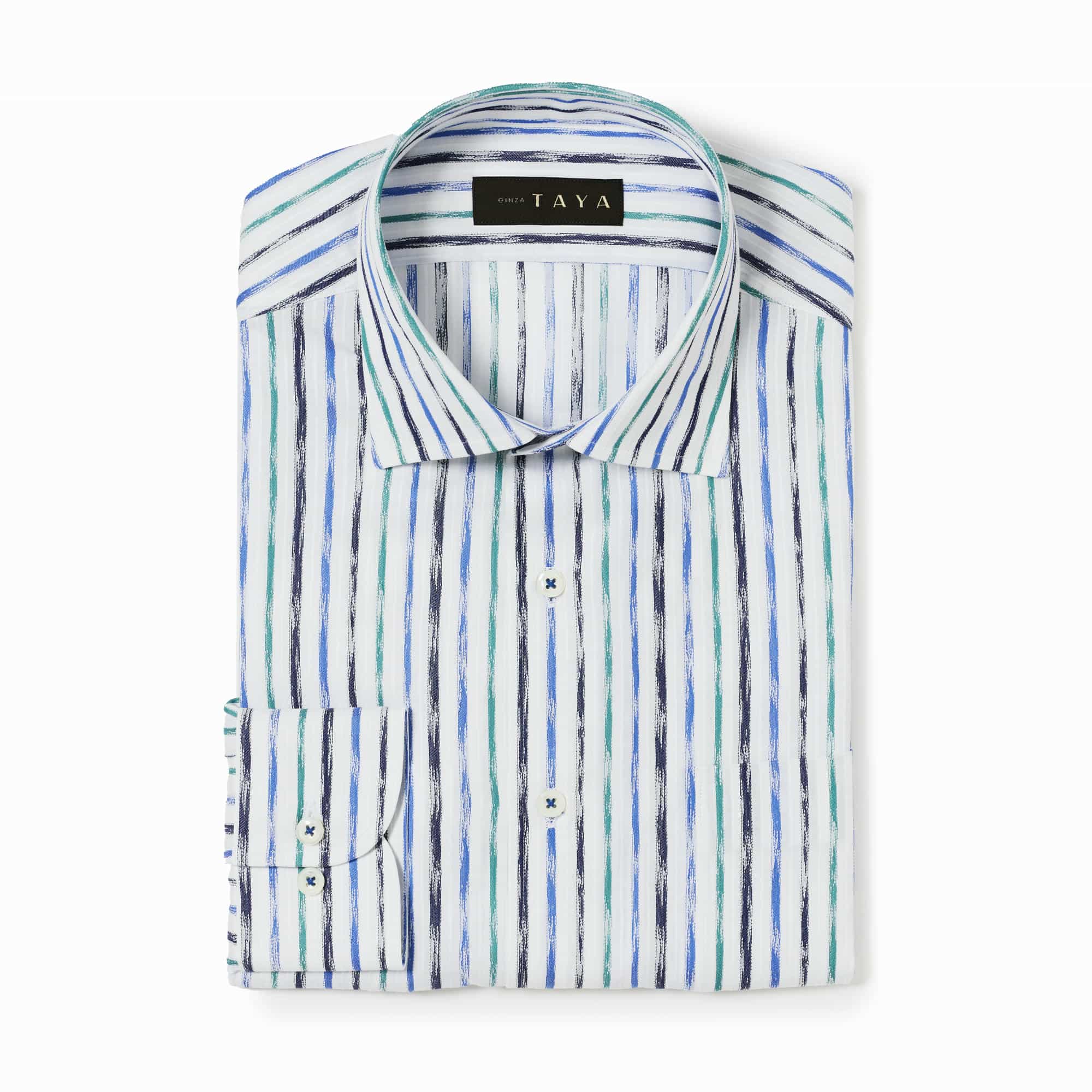 長袖　綿シャツ/ブラッシュストローク