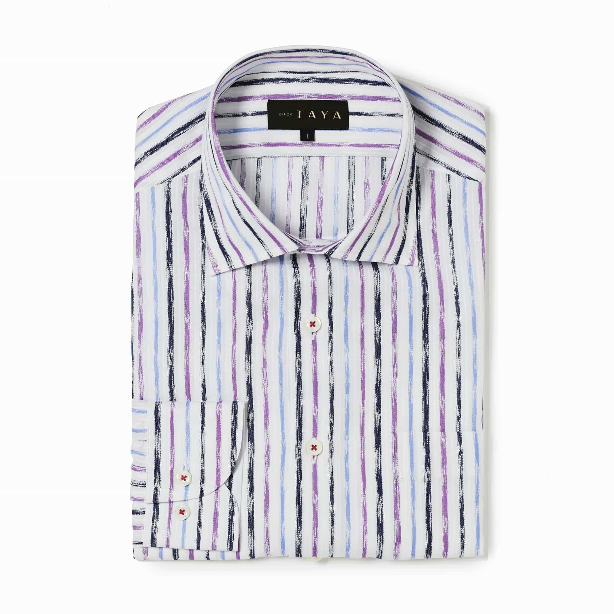 長袖　綿シャツ/ブラッシュストローク