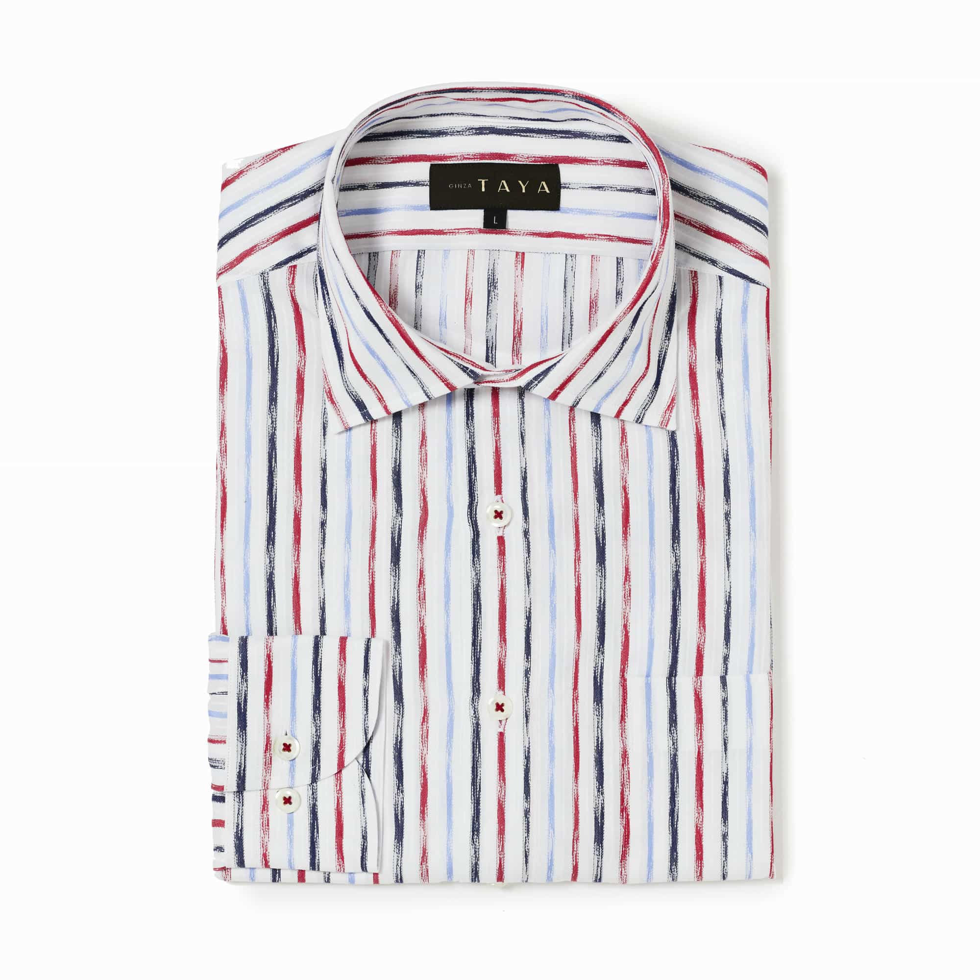 長袖　綿シャツ/ブラッシュストローク