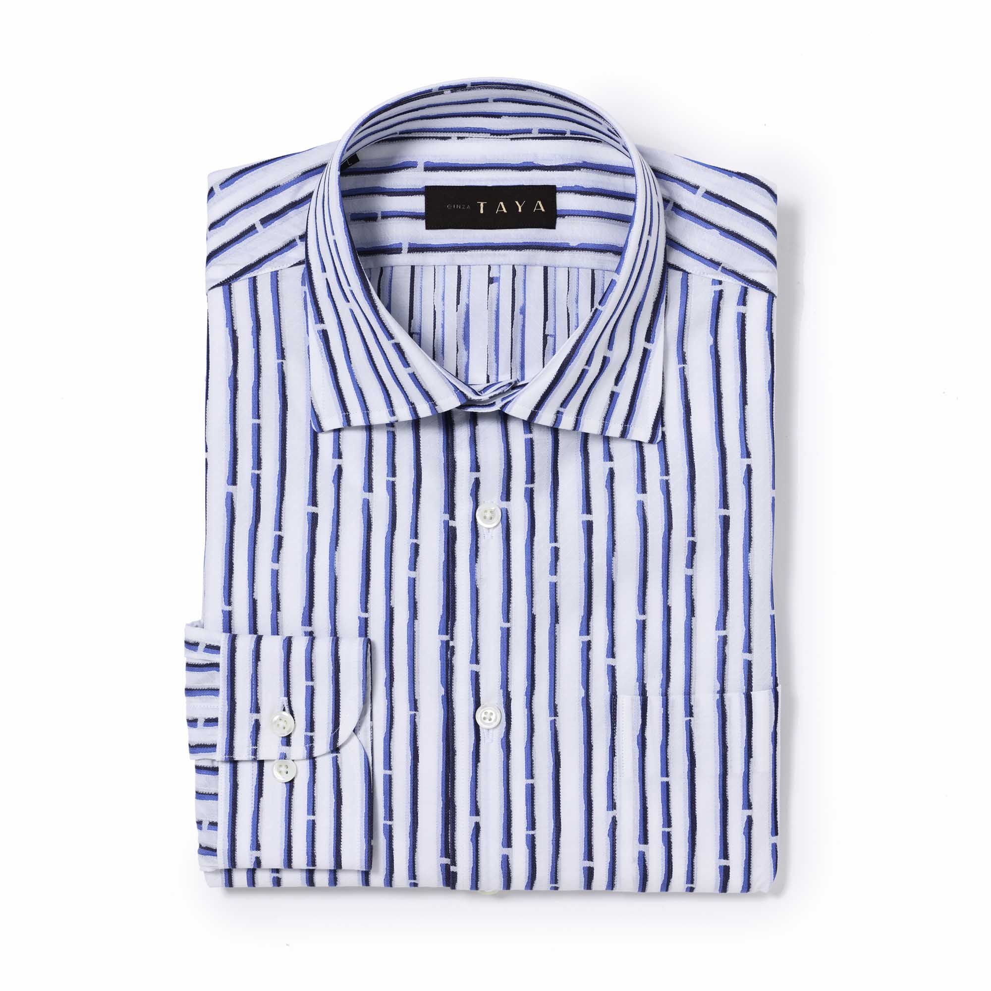 長袖 綿シャツ/バンブーストライプ