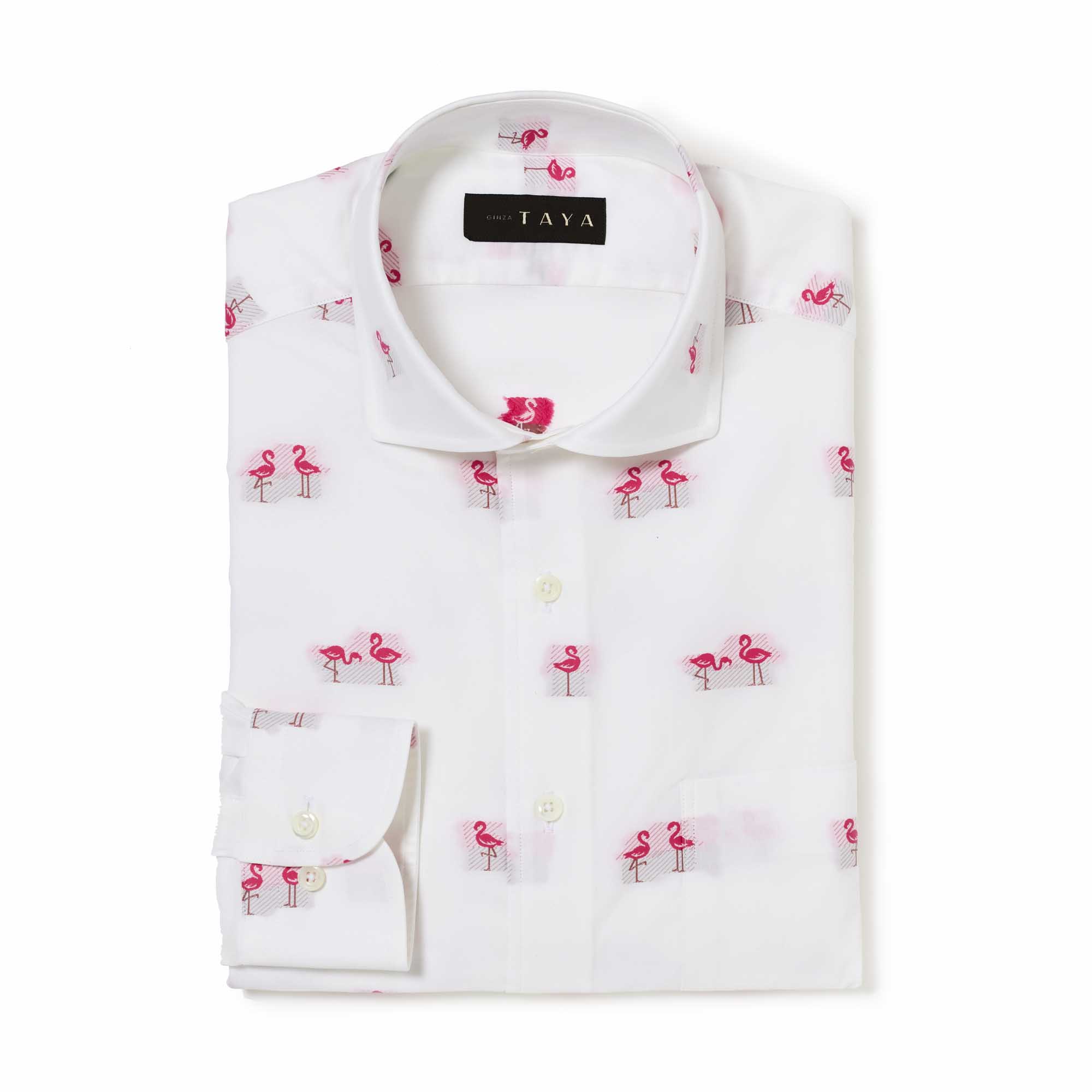 長袖 綿バックカットシャツ/フラミンゴ