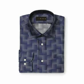 長袖 シルクシャツ/ドットブロック