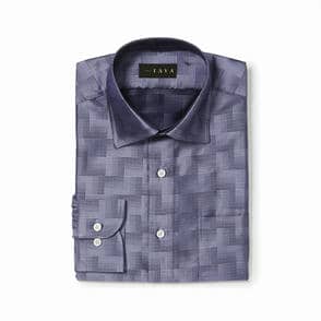 長袖　シルクシャツ/ドットブロック