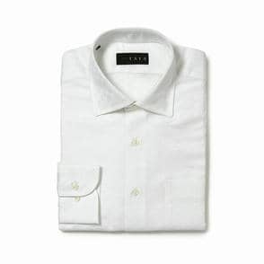 長袖　綿麻シャツ/ブロック