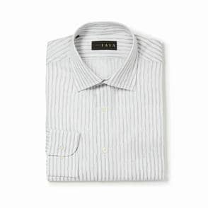 長袖　綿シャツ/スクエア