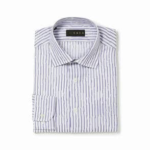 長袖　綿シャツ/スクエア