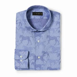 長袖　綿シャツ/グリッドホース