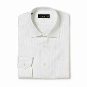 長袖　綿シャツ/モアレストライプ