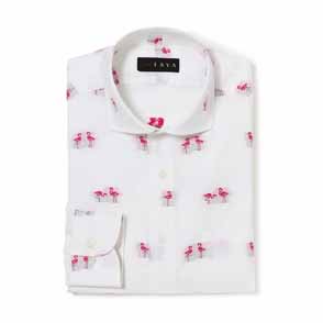 長袖 綿バックカットシャツ/フラミンゴ