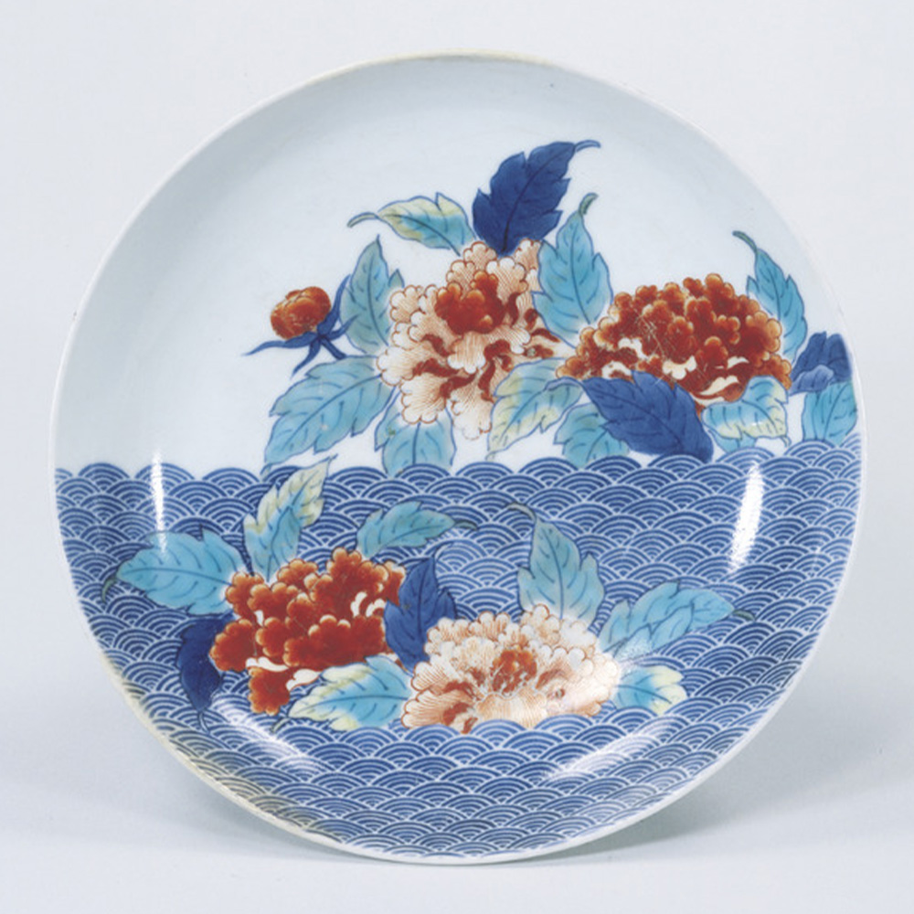 色絵牡丹青海波文大皿（鍋島）